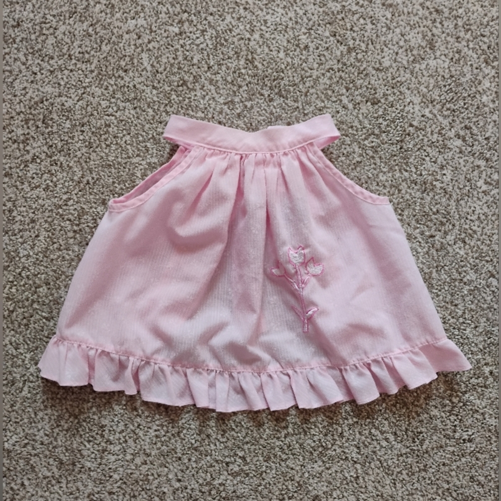 Vintage 1980s Open Back Ruffle Tie Top | Cute Summer Ruffle Top | 18 Months